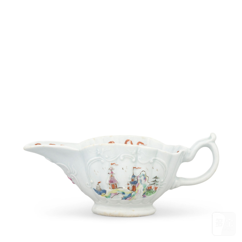 A Worcester creamboat or small sauceboat, circa 1753-54